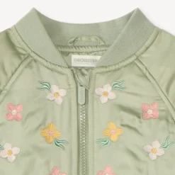 Bomber en toile satinée avec détails brodés pour fille