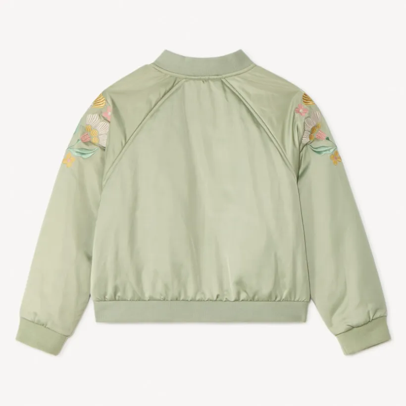 Bomber en toile satinée avec détails brodés pour fille