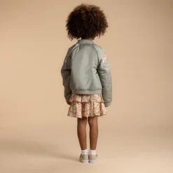 Bomber en toile satinée avec détails brodés pour fille