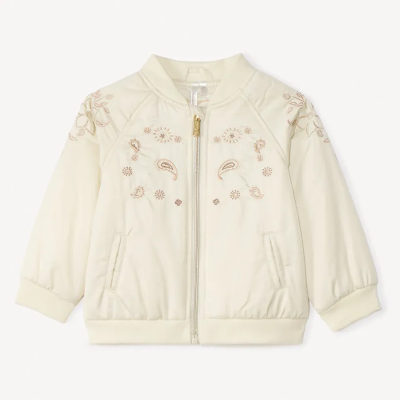 Bombers satiné à broderies cachemire pour bébé fille