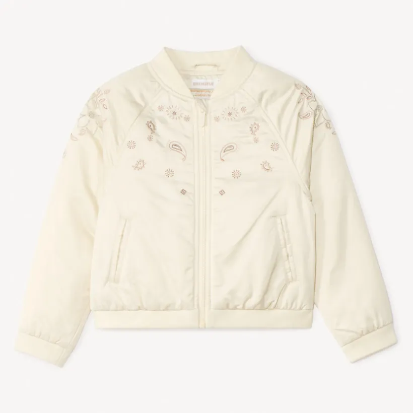 Bombers satiné à broderies cachemire pour fille