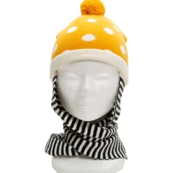 Bonnet écharpe en tricot à pois et rayures en jacquard