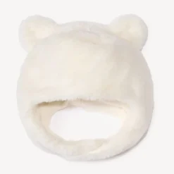 Bonnet en sherpa avec oreilles d'ours ludique en relief pour bébé fille