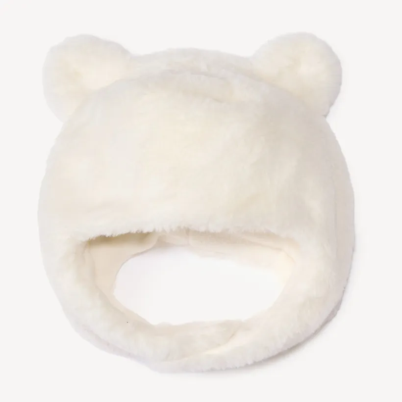 Bonnet en sherpa avec oreilles d'ours ludique en relief pour bébé fille