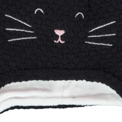 Bonnet en tricot avec doublure en sherpa broderies chat et noeud fantaisie pour bébé fille
