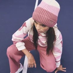 Bonnet en tricot côtelé effet color block pour fille