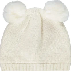 Bonnet en tricot et pompons en fausse fourrure