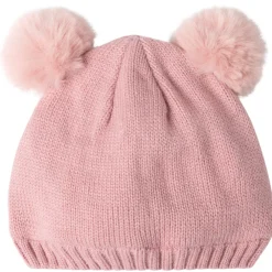 Bonnet en tricot et pompons en fausse fourrure