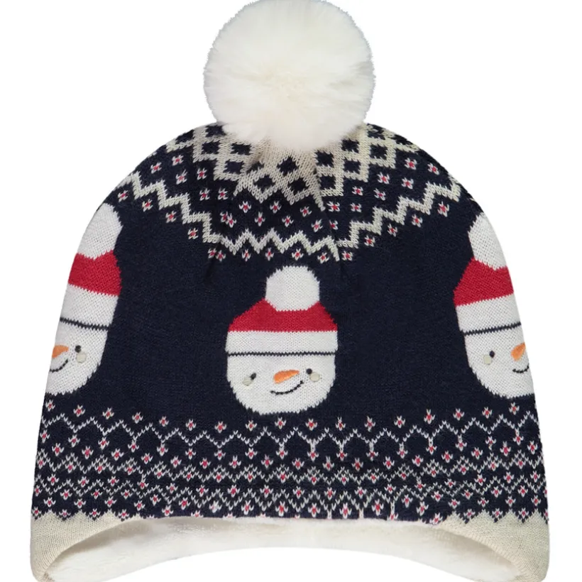 Bonnet en tricot jacquard bonhommes de neige pour bébé garçon