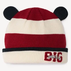 Bonnet ourson en tricot bicolore pour bébé garçon