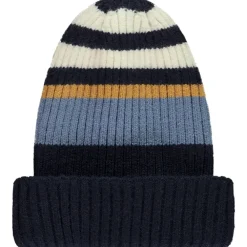 Bonnet rayé en tricot côtelé pour garçon