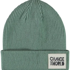 Bonnet uni en tricot avec patch printé fantaisie pour garçon