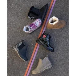 Bottes basses bi-matière camel à effet brillant pour enfant fille