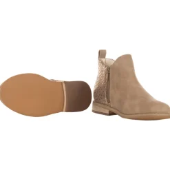 Bottes basses bi-matière camel à effet brillant pour enfant fille