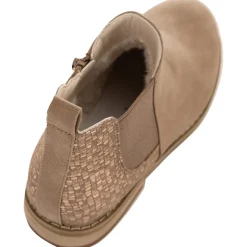 Bottes basses bi-matière camel à effet brillant pour enfant fille
