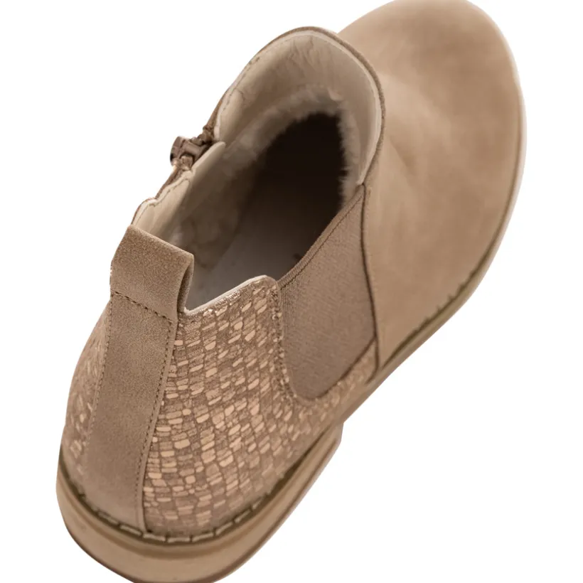 Bottes basses bi-matière camel à effet brillant pour enfant fille