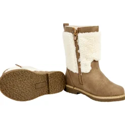 Bottes beiges à zip avec moumoute pour fille