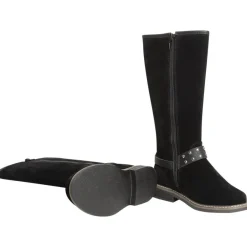 Bottes cavalières pour fille effet daim à rivets métalliques