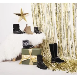 Bottes cavalières pour fille effet daim à rivets métalliques