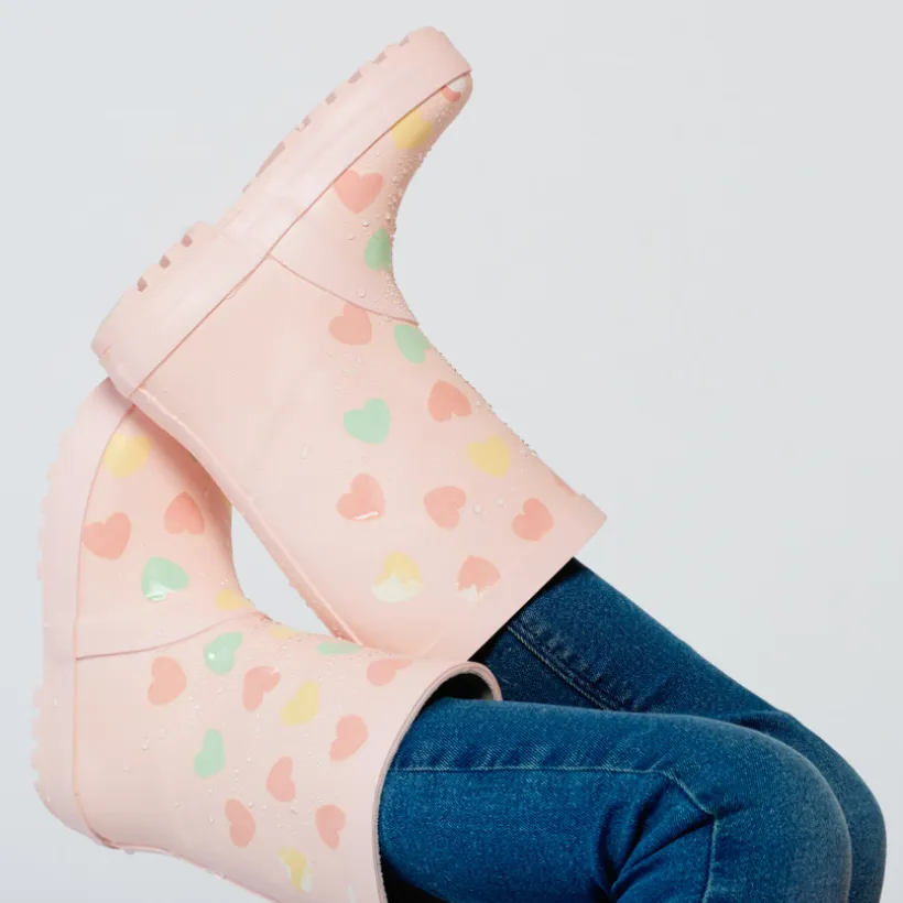 Bottes de pluie à couleur changeante imprimé cœurs pour fille