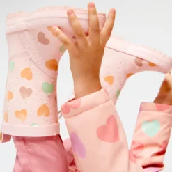 Bottes de pluie à couleur changeante imprimé cœurs pour fille
