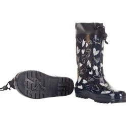 Bottes de pluie en caoutchouc avec col imperméable imprimé coeurs pour fille