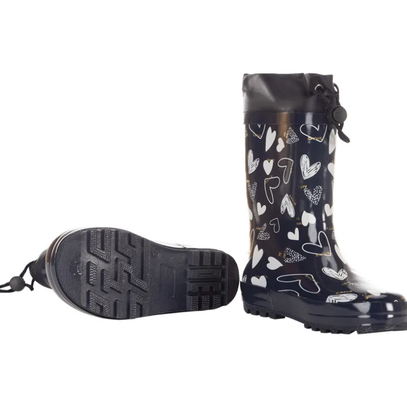 Bottes de pluie en caoutchouc avec col imperméable imprimé coeurs pour fille