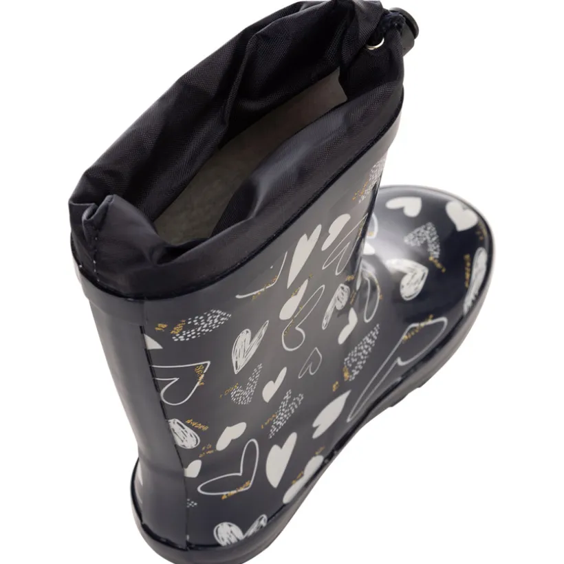 Bottes de pluie en caoutchouc avec col imperméable imprimé coeurs pour fille