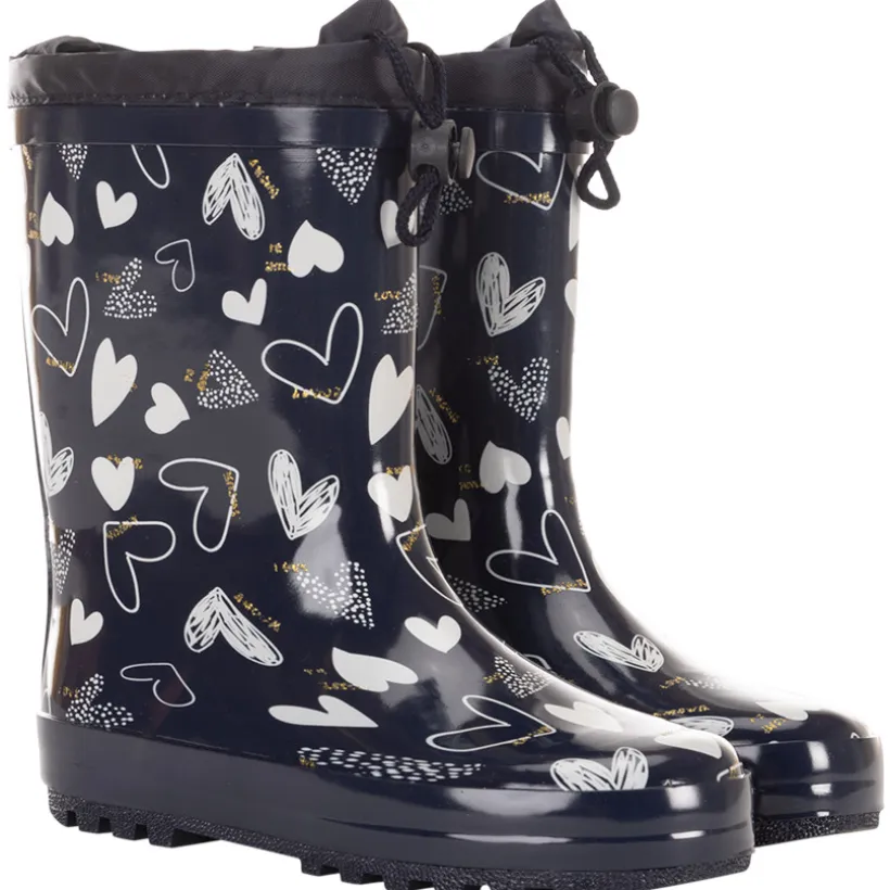 Bottes de pluie en caoutchouc avec col imperméable imprimé coeurs pour fille