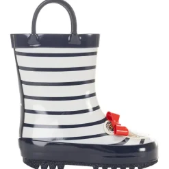 Bottes de pluie rayées avec anse et patch fantaisie pour fille