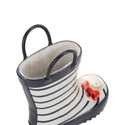 Bottes de pluie rayées avec anse et patch fantaisie pour fille