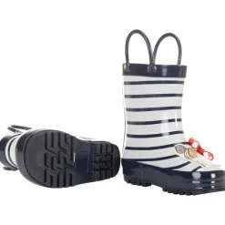 Bottes de pluie rayées avec anse et patch fantaisie pour fille