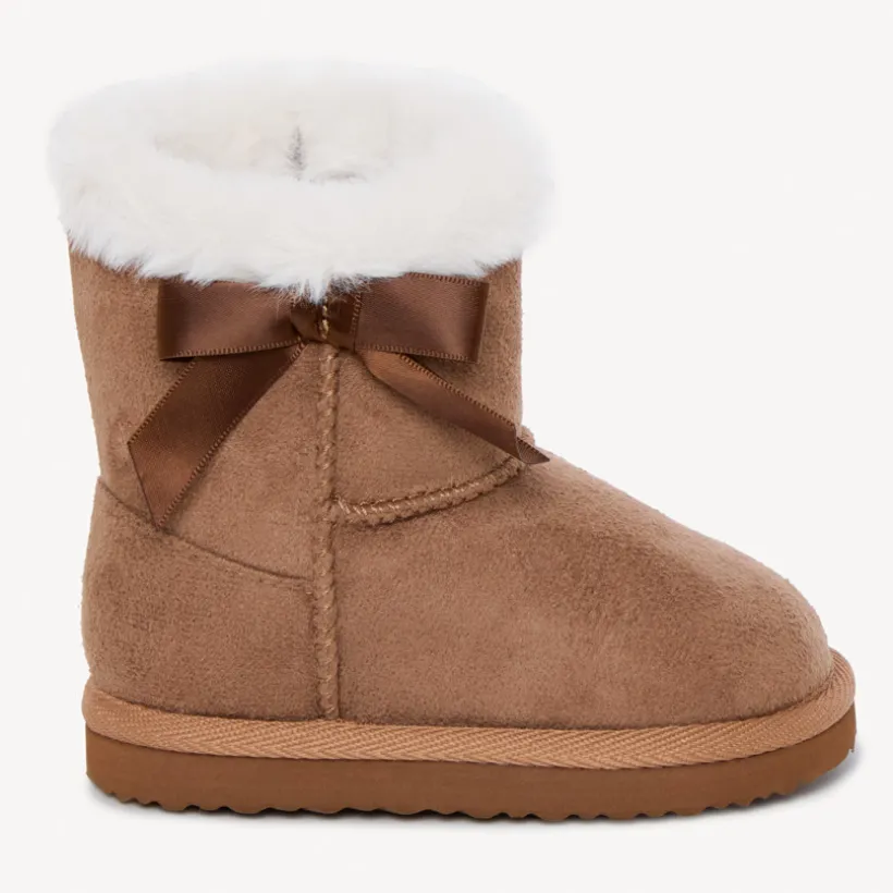 Bottes fourrées effet daim avec nœud pour fille