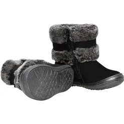1/2 bottes noires avec col en fausse fourrure et noeud