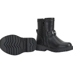 Bottes noir à zip avec bride à strass et boucle pour fille