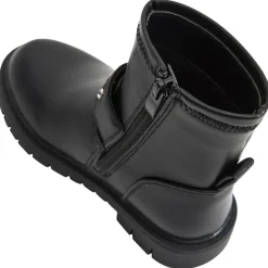 Bottes noir à zip avec bride à strass et boucle pour fille