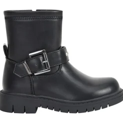 Bottes noir à zip avec bride à strass et boucle pour fille