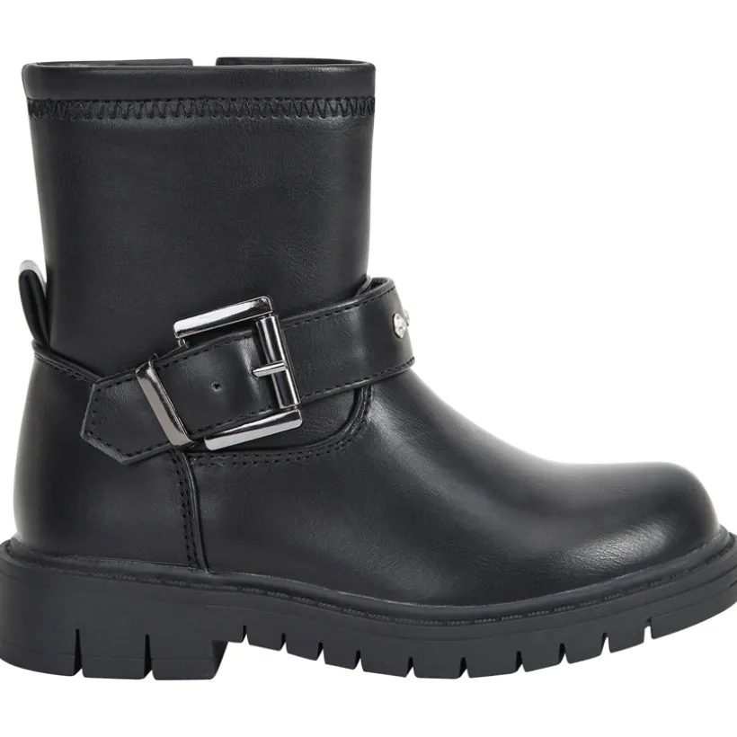 Bottes noir à zip avec bride à strass et boucle pour fille