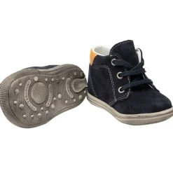 Bottillons bleu marine en cuir pour bébé garçon
