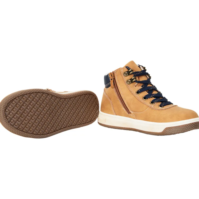Bottillons camel avec lacets et zip pour garçon