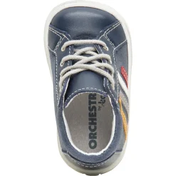 Bottillons en cuir à lacets avec bandes contrastées appliquées