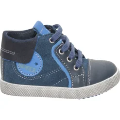 Bottillons en cuir à lacets avec patch cousu sur le côté