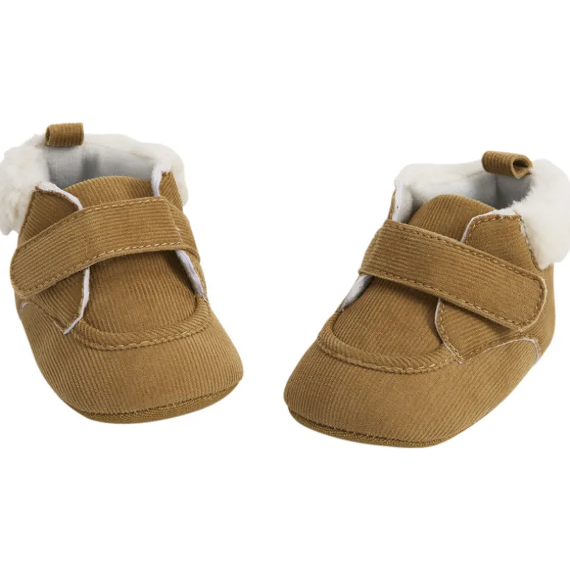 Bottillons en velours côtelé avec col sherpa pour bébé garçon