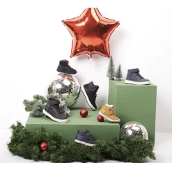 Bottillons à lacets avec col en tricot et semelle crantée pour garçon