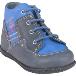 Bottillons à lacets en cuir avec broderies colorées