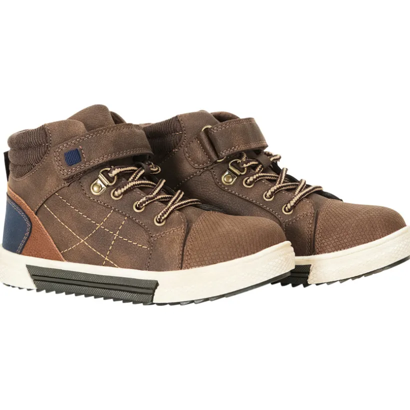 Bottillons marron avec scratch et lacets pour garçon