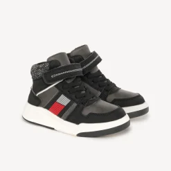 Bottillons noir et gris à lacets élastiques + velcros pour garçon