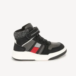 Bottillons noir et gris à lacets élastiques + velcros pour garçon