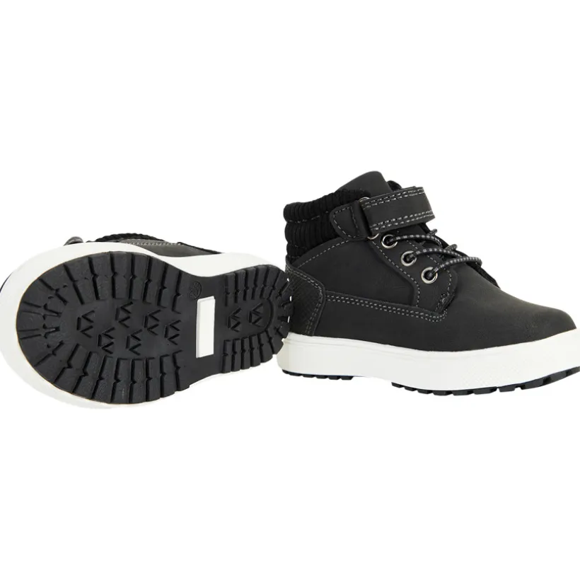 Bottillons noirs à lacets élastiqués fantaisie et scratch pour garçon