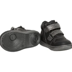 Bottillons noirs pour bébé garçon à scratchs pailletés